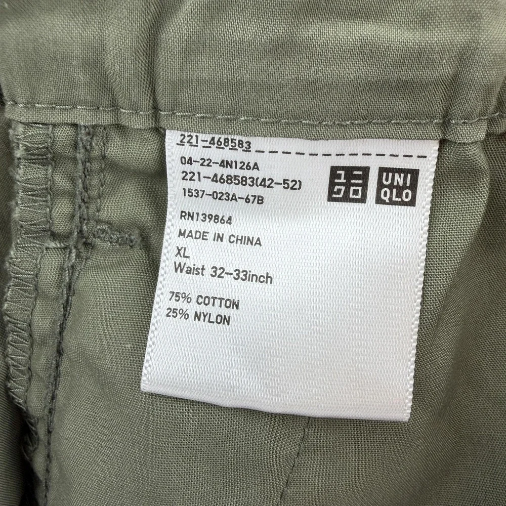 Uniqlo Cargo Pants Mens XL Y2K Green Relaxed Fit Canvas Elastic Parachute Baggy